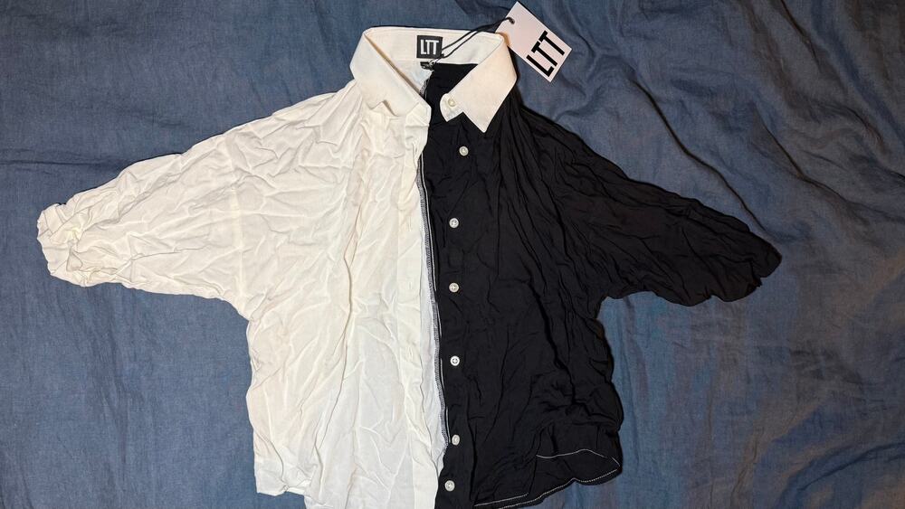 NWT Love Too True Black White Button Up Crop Top Size S